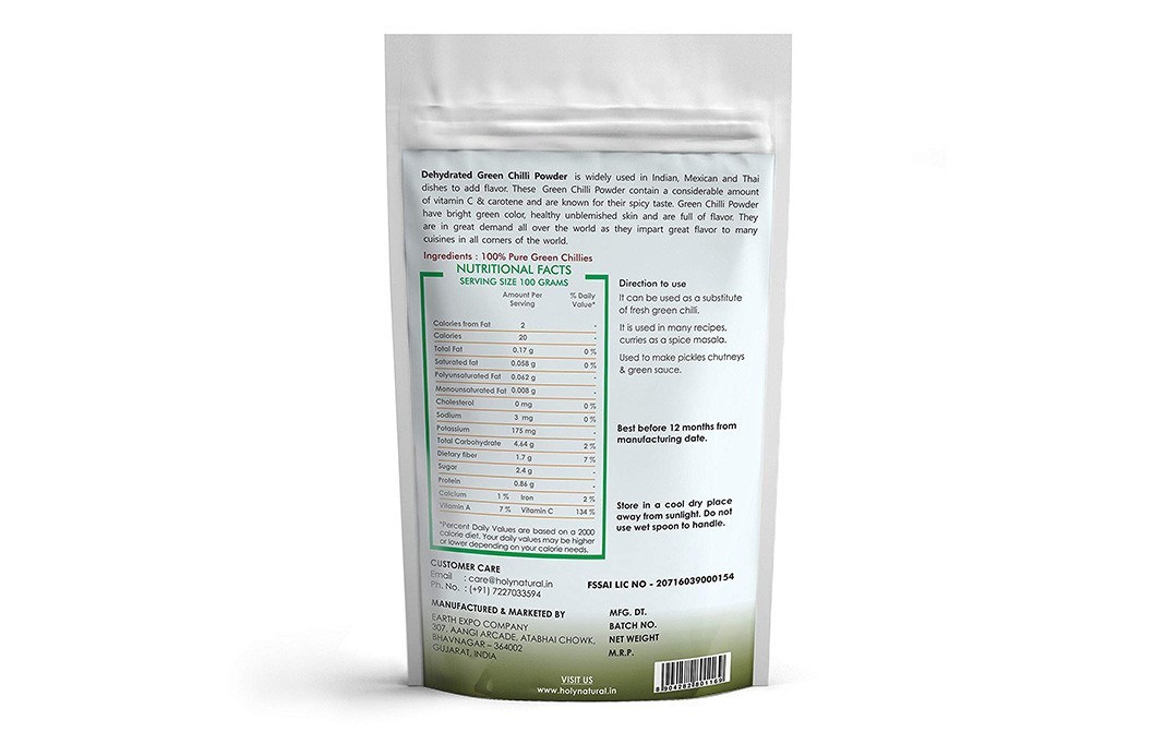 Holy Natural Green Chilli Powder    Pack  200 grams